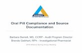Oral Pill Compliance 05-2016 - Cancer and …...Just plain patient non-compliance and/or unwillingness to complete pill diaries ! Cultural/language barriers ! Pain meds can affect