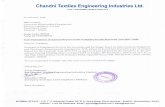 Chandni Textiles Engineering Industries€¦ · Chandni Textiles Engineering Industries Ltd. CIN: L2520'9MH 1 986PLCO4Ol 1 I 3'd October,2078 BSE Limited, Corporate Relationship Department