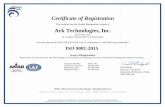 Certificate of Registration Ark Technologies, Inc. › wp-content › uploads › 2020 › 03 › ISO-9… · Ark Technologies, Inc. 3655 Ohio Ave St. Charles, Illinois, 60174, United