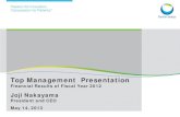 Top Management Presentation - Daiichi Sankyo · Overview of FY2012 Results - compared with FY2011 results - JPY Bn . JPY Bn . Non-operating Income/expenses： ・Ranbaxy loss on derivatives
