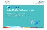 Post COVID-19 Patient information pack › wp... · 2020-05-20 · Planning includes organising daily routines to allow completion of essential activities when you have the most energy.