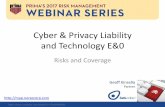 Cyber & Privacy Liability and Technology E&0 · Cyber Insurance Enables budgeting certainty of cyber risk management programme Financial protection from unknown costs Rapid response