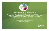 DIA Global Annual Meeting Program Participant Readiness ...€¦ · Wednesday, February 28, 2019 10:00 – 11:00 AM ET Program Participant Readiness Webinar: Driving Insights into