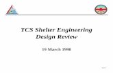TCS Shelter Engineering Design Review · TCS Land Based Configuration Army & USMC 19” CRT Monitors 20” Flat Panel Displays Thermal Printer, VCR, SINCGARS Radio VME Chassis, 2