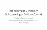 Technology and Democracy: Self-correcting or Collision Course? · 23/11/2018  · • Election systems • Media • Political party –Voter data and analytics • Note: Exempted
