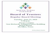 Board of Trustees...2020/06/23  · Online Board Packet Board of Trustees Regular Board Meeting Tuesday, June 23, 2020 5:30 p.m. Pecan Campus Ann Richards Administration Building Board