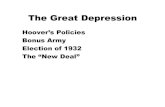 The Great Depression€¦ · The Great Depression 1929-1939. Fighting the Great Depression Hoover had to turn away from his convictions about government welfare Hawley-Smoot Tariff: