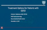 Treatment Options for Patients with GERDGERD-Facts Approximately 1/3 of patients have endoscopic abnormalities such as erosive esophagitis, Barrett’s esophagus, peptic stricture