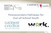 Postsecondary Pathways for Out-of-School Youth - CLASP · 2019-12-15 · 7 WIOA Expands and Improves Services to Disadvantaged Youth • 75% of Youth funds required to be spent on