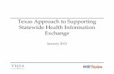 Texas Approach to Supporting Statewide Health Information … · 2013-02-26 · cost way to exchange patient information with other clinicians in compliance with HIPAA and federal