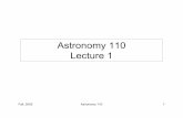 Astronomy 110 Lecture 1 - ifa.hawaii.eduftaclas/default/Astro110 WEB FIles/Lecture 1.pdf · 1 Galactic Year is 230 million solar years So the age of the Universe is: 15 billion solar