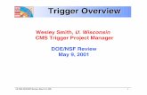 Trigger Overview - hep.wisc.edu · Trigger Overview 1 DOE/NSF Review May 9, 2001. US CMS DOE/NSF Review, May 8-10, 2001 Collision rate 40 MHz LV1 Maximum trigger rate 100 kHz Average