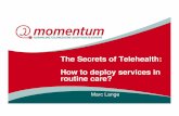 The Secrets of Telehealth: How to deploy services in ... · health & quality of life of European citizens growth & expansion of EU industry sustainabl e& efficient care systems +2