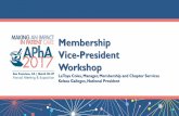Membership Vice-President Workshop · 2019-08-26 · Role of the Membership Vice-President •Purpose: Oversee efforts to recruit and sustain active membership in the APhA-ASP Chapter.