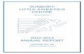 SUNBURY LITTLE ATHLETICS CENTRE · 2013-03-21 · Sunbury Little Athletics Centre Incorporated 2012 - 2013 Annual Report Page 2 of 14 SUNBURY LITTLE ATHLETICS CENTRE INC. LIFE MEMBERS