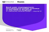 Back pain Report - NHS Health at Work · of back pain,1 assessment of psychosocial risk factors or flags,2 and the early management of non-specific low back pain.3 Each site was asked