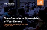 Transformational Stewardship of Your Donors · The majority of donors say they’d give again if after the first gift, they received the following three things: 1) Prompt, warm, personalized