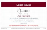 Legal Issues - Nuts and Bolts of New Venturesnutsandbolts.mit.edu/2018_Presentations/Hadzima-Legal_Issues-2018.pdfTrademark/Servicemark • Developing a Name for Yourself – Customers