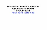 KCET BIOLOGY QUESTION PAPER 18-04-2018...10. The allele frequency of 'A' and 'a' in a population are 0·6 and 0·4 · respectively. frequency of heterozygous ·individuals is 11. (A)