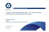 Creation of Knowledge Networks –the Best Practices from ...PSR Human Resource Department Communic ations Department Corporate Academy Planned Communities. Communities of Practice.