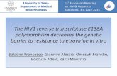 The HIV1 reverse transcriptase E138A polymorphism ...regist2.virology-education.com/2015/13EU/13_Saladini.pdf · The HIV1 reverse transcriptase E138A polymorphism decreases the genetic