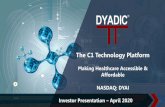 The C1 Technology Platform - Dyadic International, Inc · 2020-04-21 · Market size – $8.6 Billion by 2022 1. Sanofi, and others. New Biologics. mAbs, Bispecifics, Fc-Fusions.