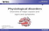 Physiological disorders - adahscSigns and symptoms Physiological disorders are usually identified through signs and symptoms. Signs are objective indicators of a condition that can