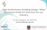 High Performance Building Design: What the Future holds ... · Future Trends •In U.S. - ASHRAE Standard 189.1 and IgCC will merge in 2018 with Standard 189.1 being the technical