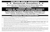 ONLINE ONLY AUCTION «« General Surplus««€¦ · Lucien Piccard, DIesel, Kenneth Cole, X3, Sharp, Time Watch, and a White Watch.All Appear to be Mens. Property ID 7,8,9,12,14,19,20,21,24,25,26,27,28