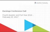 Earnings Conference Calls2.q4cdn.com/.../q42016/4Q-2016-Slide-Deck-FINAL.pdfCompany issued EPS guidance in February 2016, and Southern Company’s agreement to acquire a 50% interest