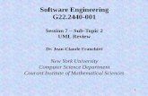 Software Engineering G22.2440-0011 Software Engineering G22.2440-001 Session 7 – Sub-Topic 2 UML Review Dr. Jean-Claude Franchitti New York University Computer Science Department