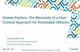 Human Factors: The Necessity of a User- Centred …...1 Human Factors: The Necessity of a User-Centred Approach for Automated Vehicles Joanne Harbluk, Ph.D Human Factors & Crash Avoidance