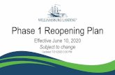 Subject to change Phase 1 Reopening Plan Effective June 10 ... · Phase 1 Reopening Plan Effective June 10, 2020 Subject to change Updated 6/11/2020 2:30 PM