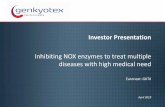 Investor Presentation · 2019-03-29 · GKT831 - Liver Fibrosis (NOX1/4 inhibitor) Primary Biliary Cholangitis (PBC) (Positive interim efficacy data released November 5 2018) GKT831