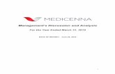 Management’s Discussion and Analysis...Medicenna Therapeutics Corp. is the company resulting from a “three-cornered” amalgamation involving A2 Acquisition Corp (“A2”), 1102209