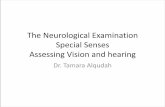 The Neurological Examination Special Senses Assessing ... · Special Senses Assessing Vision and hearing Dr. Tamara Alqudah. THE OPTICS OF VISION. Refraction of Light The refractive