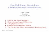 Ultra-High-Energy Cosmic Rays: A Window into the Extreme … · 2015-12-02 · Aaron S. Chou, Aspen 2005 1 Ultra-High-Energy Cosmic Rays: A Window into the Extreme Universe Aaron