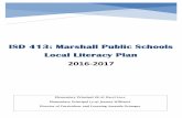 Marshall Public Schools Local Literacy Plan · Local Literacy Plan Pending Approval: June 2016 by Marshall’s Board of Education The purpose of this literacy plan is to ensure that