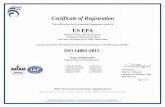 Certificate of Registration US EPAISO 14001:2015 Scope of Registration: Engines and fuel emissions laboratory. Carl Blazik, Director, Technical Operations & Business Units, NSF-ISR,