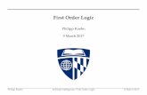 First Order Logic - Department of Computer Sciencephi/ai/slides-2019/lecture-first-order-logic.pdfTemporal logic facts, objects, relations, times true/false/unknown Probability theory