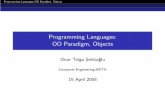 Programming Languages: OO Paradigm, Objects · 2010-06-15 · Programming Languages:OO Paradigm, Objects Object Oriented Programming Hiding Interface vs detail. Details are hidden,