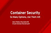 Container Security - SCALE · 2019-03-09 · Container Security So Many Options, Use Them All! Sally O’Malley @somalley108 Urvashi Mohnani @umohnani8. Red Hat 2 Container Image