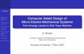 Computer Aided Design of Micro-Electro-Mechanical Systemsbindel//present/2007-11-temple.pdfBackup slides Electromechanical Model Assume time-harmonic steady state, no external forces: