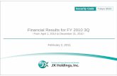 Financial Results for FY 2010 3Q - JXTGホールディ …0 Financial Results for FY 2010 3Q - From April 1, 2010 to December 31, 2010 - February 2, 2011 Security Code Tokyo 5020