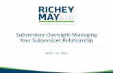 SubservicerOversight-Managing Your SubservicerRelationship · Payment processing-proper authorization of ACH set-up, payments posted/effective ... findings in the areas of mortgage
