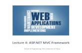 Lecture 4: ASP.NET MVC Framework · Parallel development Front-end developers and back-end developers can work in parallel Code reuse Same components can be refactored for different