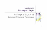 Lecture 8 - Transport layer · 4 Principle of transport layer (1) l Provide transport means between end applications l Sender: l Receives data from application l Place data in segments