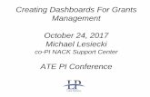Creating Dashboards For Grants Management October 24, 2017 … · 2017-11-07 · Creating Dashboards For Grants Management October 24, 2017 Michael Lesiecki co-PI NACK Support Center