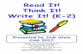 Read It! Think It! Wit It!(KWrite It! (K-2) ... Read It! Think It! Wit It!(KWrite It! (K-2) Presented