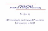 CT336/CT404 Graphics & Image Processing - NUI Galwaysredfern/CT404/02.pdf · 2017-09-13 · Introduction to X3D. 3D Coordinate Systems In a 3D coordinate system, a point P is referred
